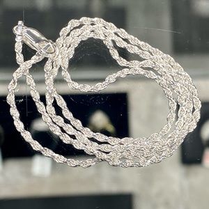 925 Sterling Silver Diamond Cut Rope Chain Necklace